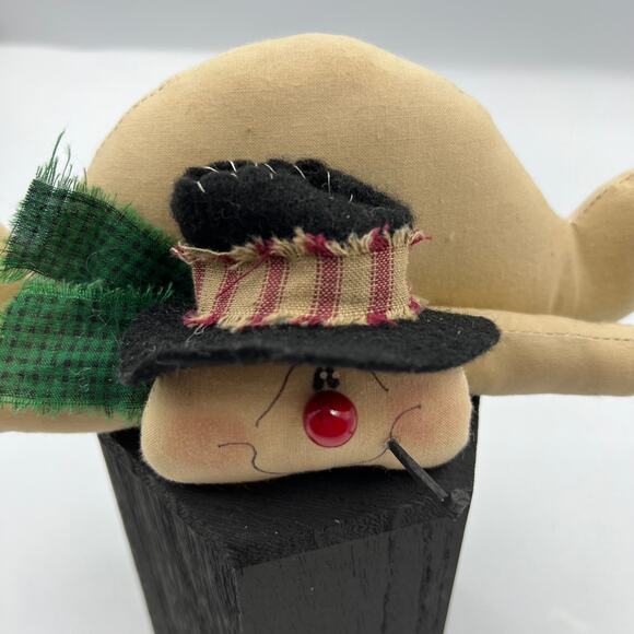 Patties Ratties Signed FINISHED Doll Snowman W Pipe Primitive Winter Christmas - Picture 3 of 7